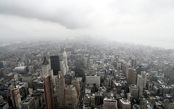 new york architecture in storm